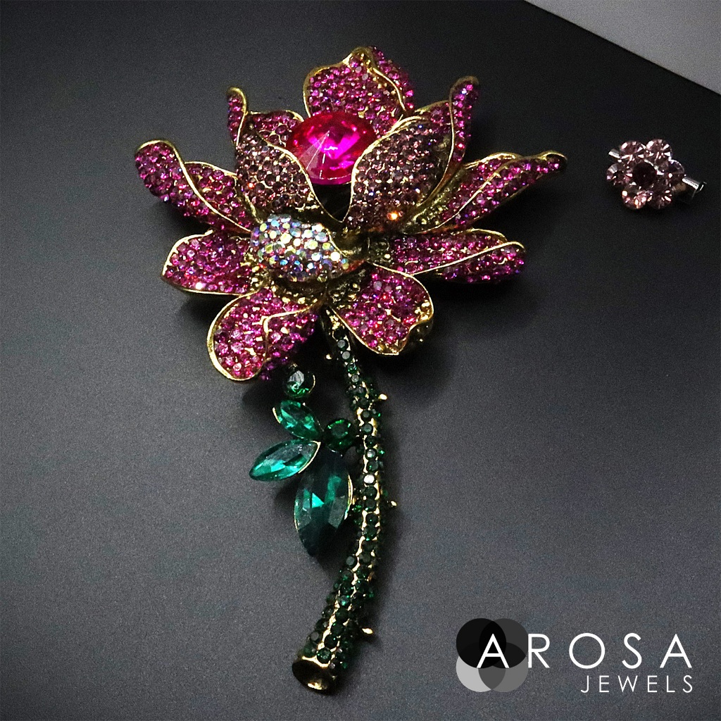 Arosa Jewels Flora Series Lotus Flower 2-in-1 ชุดเข็มกลัด kerrongsang A11-01 (10.0cm x 6.8cm)