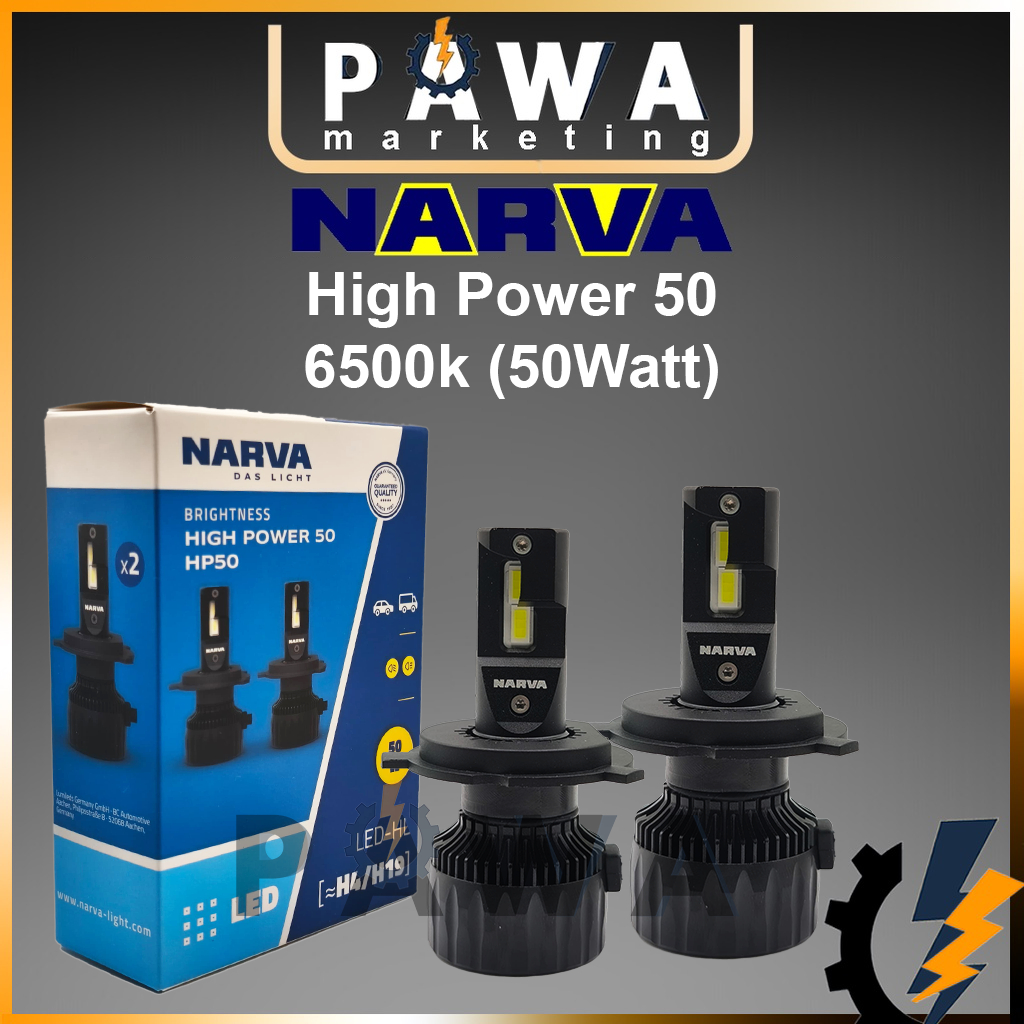 Narva High Power 50 HP50 Led H4 H7 H11 HB3 HB4 HIR2 50Watt ไฟหน้า 6500K LED สีขาว