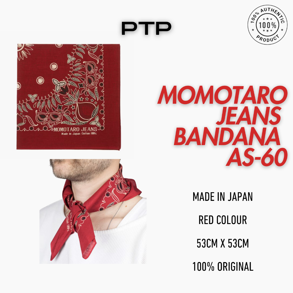 Momotaro JEANS BANDANA SCARF AS-60 สีแดง