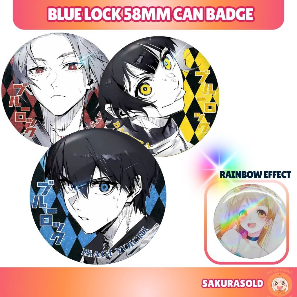 Sakurasold Blue Lock 58mm Pin Badge Blue Lock Can Badge Bachira Isagi Itoshi Sae เข็มกลัด Anime Pin 
