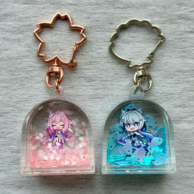 Honkai Impact 3rd Elysia & Kiana อะคริลิค Liquid Charm/พวงกุญแจ