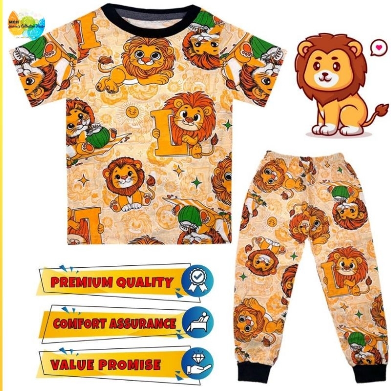BAJU TIDUR /SLEEPWEAR /PIJAMA KIDS :Orange L สําหรับ LION SEDON Full Cotton Kids Boys Children Boy H