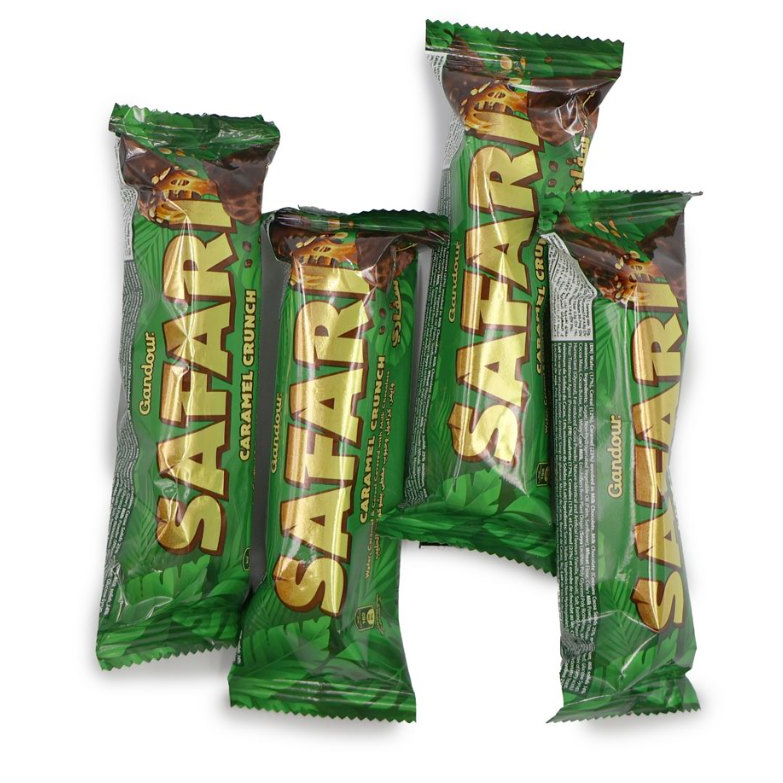 SAFARI CARAMEL CRUNCH พรีเมี่ยม WAFER CARAMEL & CEREAL COVERED WITH MILK CHOCOLATE { 3PCS, 6PCS, PAC