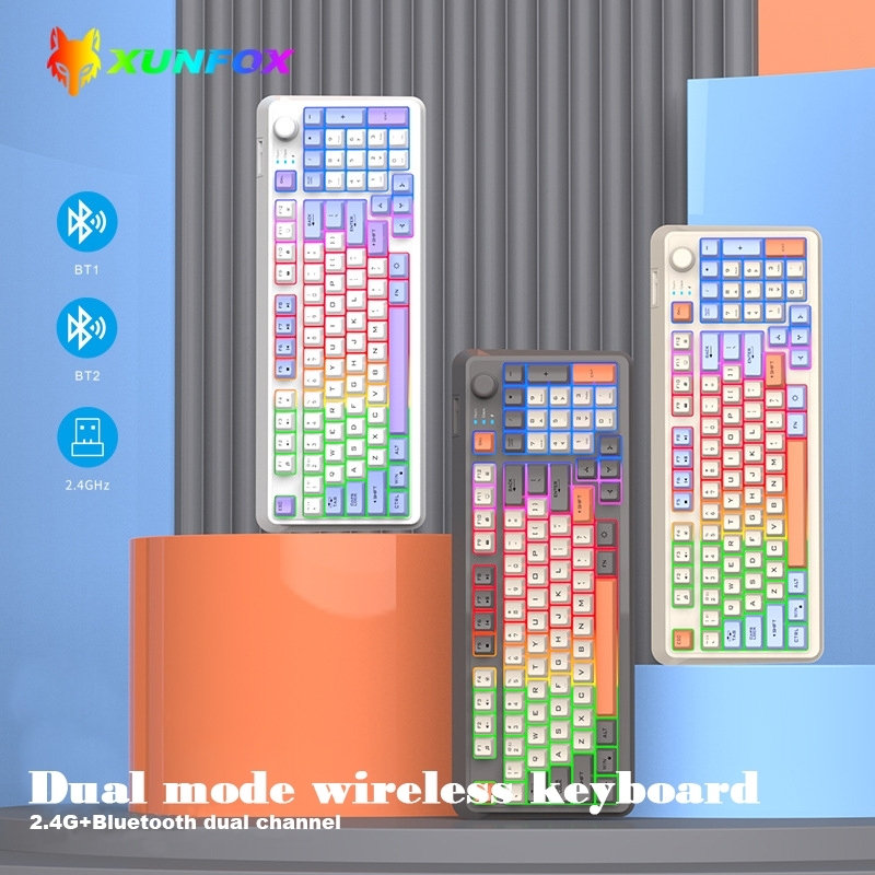 XUNFOX K82 คีย์บอร์ดเกมแบบมีสาย RGB Light พร้อมปุ่มปรับระดับเสียง 94 คีย์คีย์บอร์ดสําหรับแล็ปท็อปเดส