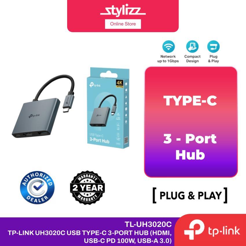 TP-Link UH3020C USB-C Hub 3-in-1 ถึง HDMI 4K @ 60Hz 100W PD พอร์ต USB อะแดปเตอร์สําหรับเดสก์ท็อปแล็ป