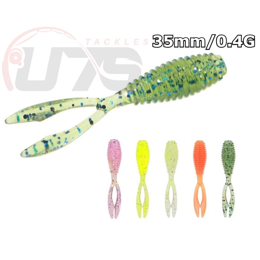 Dual Ekor Tail Ajing SoftBit/พลาสติกอ่อน 35 มม./0.4G/10 ชิ้น