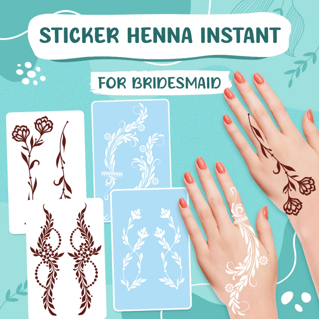 สติ๊กเกอร์ Henna Instant / สติ๊กเกอร์ Inai Instant Pengantin Color Maroon & White