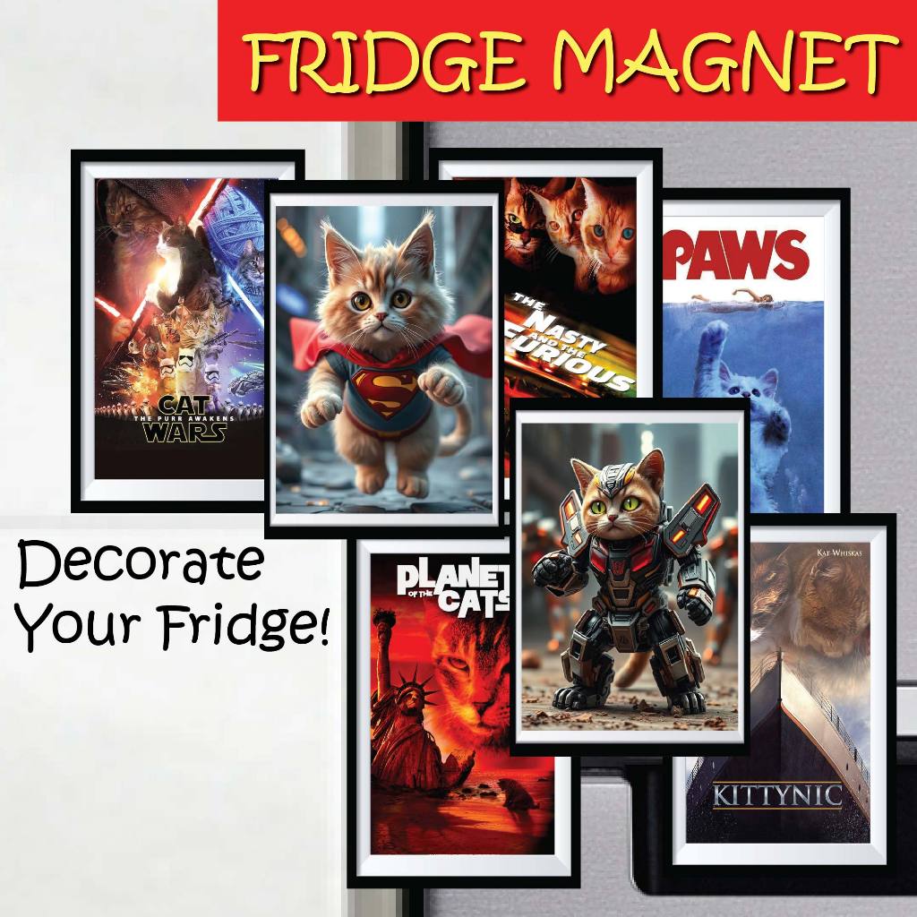แม่เหล็กติดตู้เย็นภาพยนตร์ Kuching Cat Lover คําคมกรอบของที่ระลึกตลกตกแต่งบ้าน Hiasan