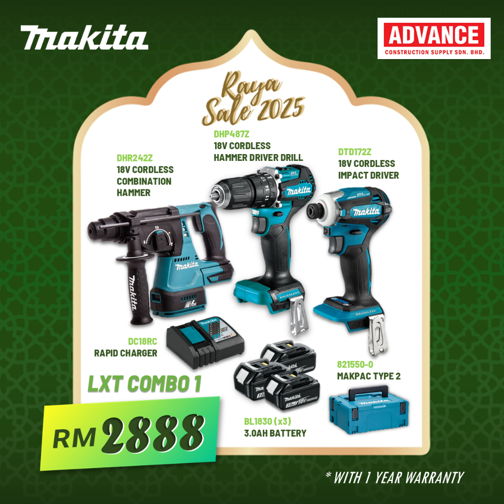 🔥RAYA MAKITA 18V Wireless Combo ( DHR242Z ค้อนรวม / สว่านเจาะกระแทก DHP487Z / ไดร์เวอร์กระแทก DTD172