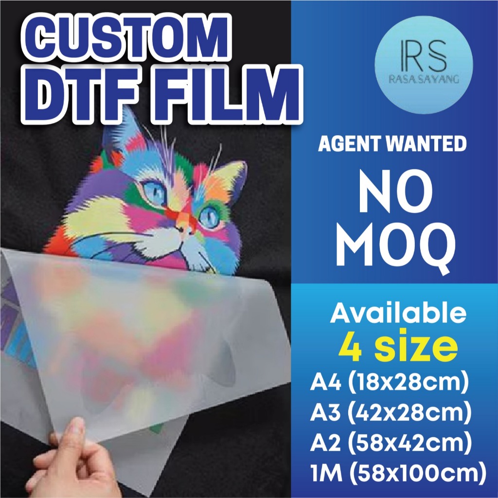 Custom DTF ฟิล์มถ่ายเทความร้อน DTF ฟิล์ม DTF บริการการพิมพ์สําหรับ DTF ฟิล์มสติกเกอร์ DTF ฟิล์ม Heat