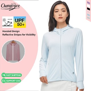 UPF 50+ Women's Sun Protection Clothing Anti-UV Jacket UV Protection Sports Jacket with Hoodie