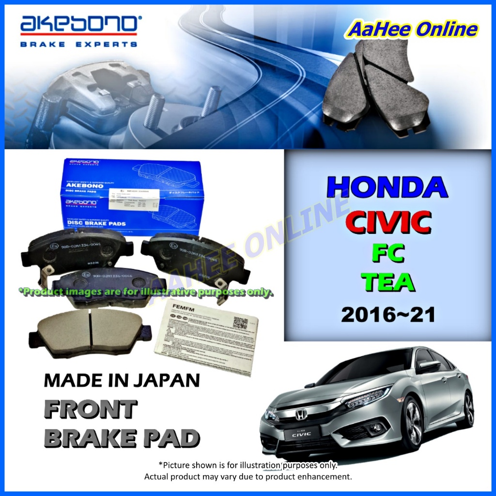 ผ้าเบรค Akebono Japan ด้านหน้าสําหรับ Honda CIVIC FC TEA 2016-