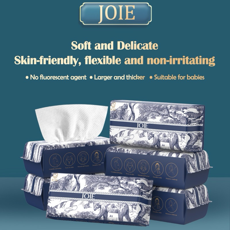 JOIE Cotton Tissue กระดาษเช็ดหน้าแบบใช้แล้วทิ้งสําหรับผู้ใหญ่และเด็ก Make up Remover Towel