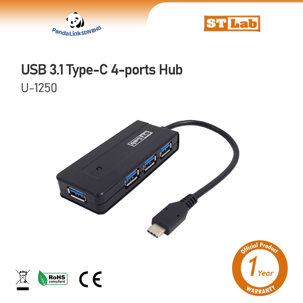ST-LAB U-1250 USB3.0 Type-C ฮับกระเป๋า 4 พอร์ต