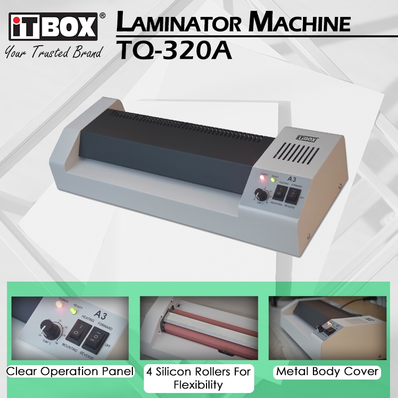 ITBOX เครื่องเคลือบบัตร A4 A3 ขนาด TQ-320A เครื่องเคลือบบัตรร้อนเคลือบ Mesin พลาสติกลามิเนต