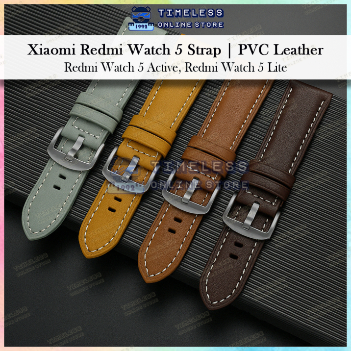 🇲🇾 สาย Xiaomi Redmi Watch 5 Active / 5 Lite, หนัง PVC 22 มม., หัวเข็มขัดสแตนเลส (Xiao Mi 5active 5li