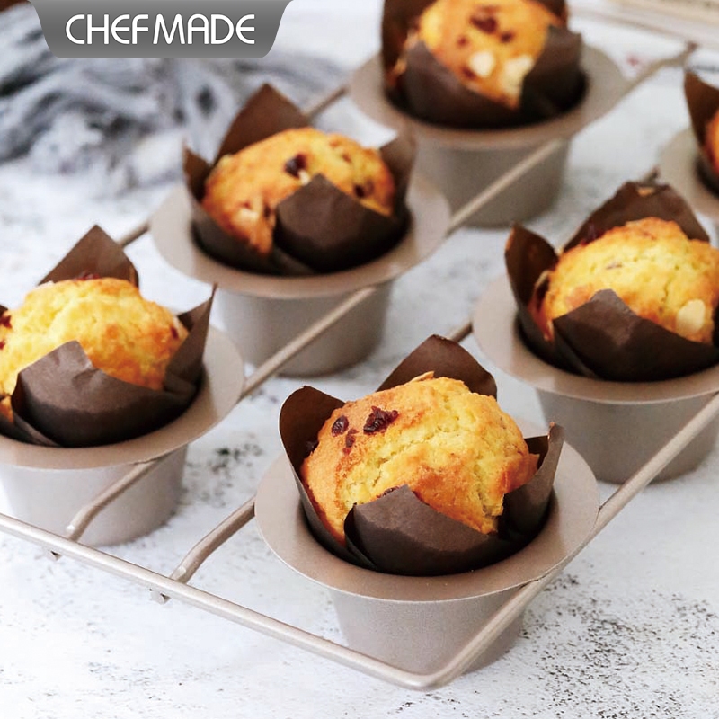 [CHEFMADE.os] แม่พิมพ์เค้กพัฟไม่ติด 6 Cup ​​เหล็กคาร์บอน Yorkshire Pudding Pan แม่พิมพ์เค้กขนาดเล็กท