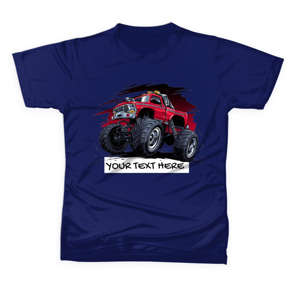 MONSTER TRUCK Kids T-Shirt Custom Name / Text - Casual Present Birthday