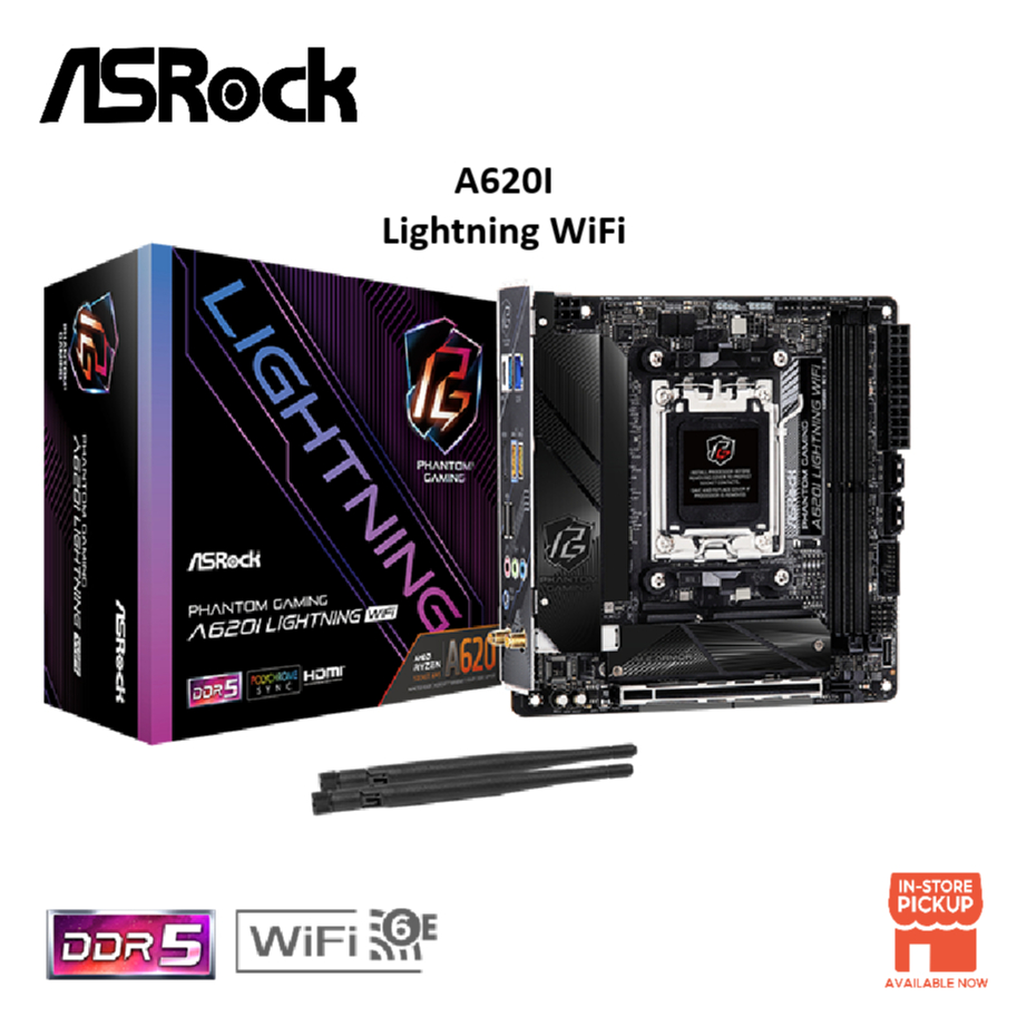 ASRock A620I Lightning WiFi Mini-ITX AM5 เมนบอร์ดสําหรับเล่นเกม