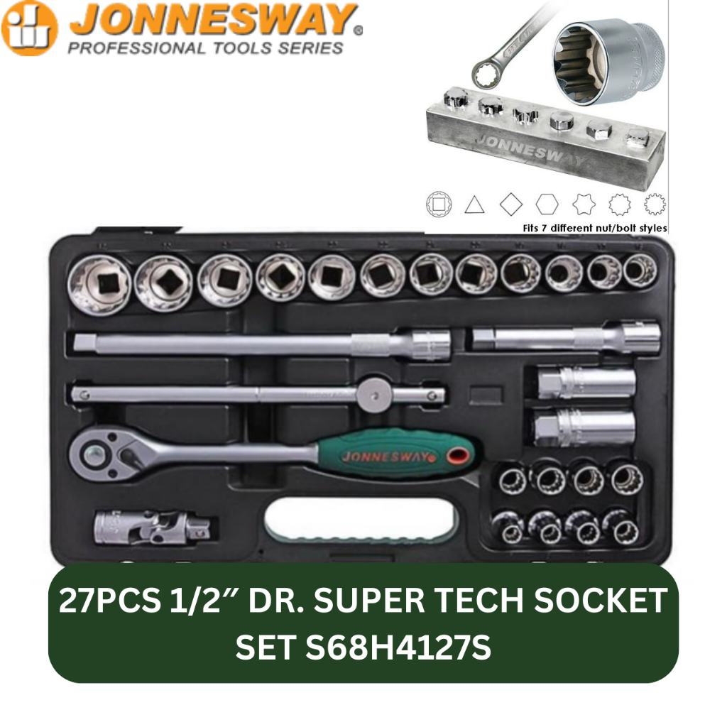 27PCS 1/2′ DR. SUPER TECH SOCKET SET S68H4127S