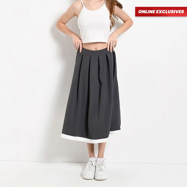 [Online Exclusives] กระโปรงยาวผู้หญิง - สีเทา - FVB410123