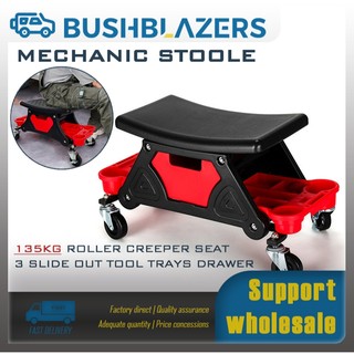 【BUSHBLAZERS】Mechanic Stool with Wheels Rolling Chair Garage Mechanics Creeper Seat for Auto Repair