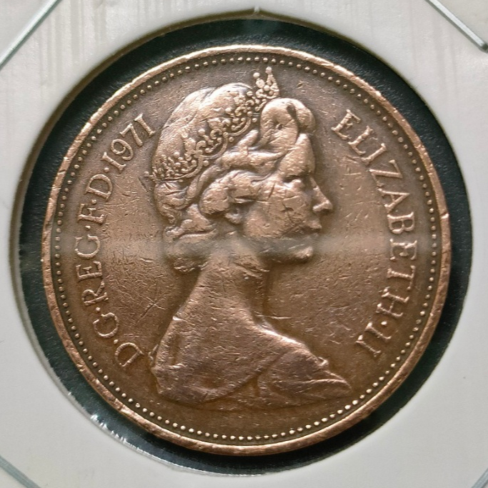 UK Queen Elizabeth II 2 Pence ใหม่ 1971