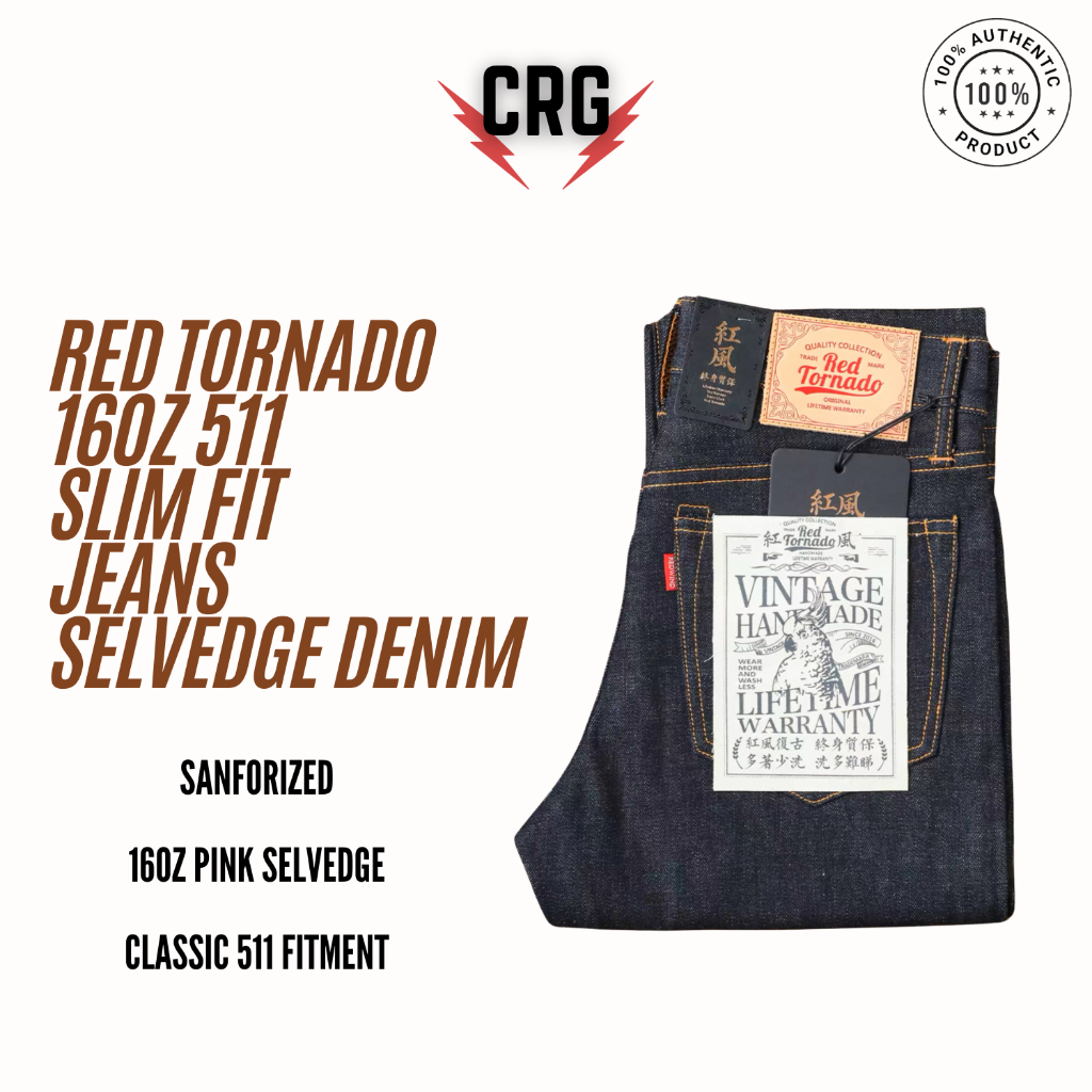 Red Tornado 16oz 511 กางเกงยีนส์ทรงสลิม Selvedge Denim