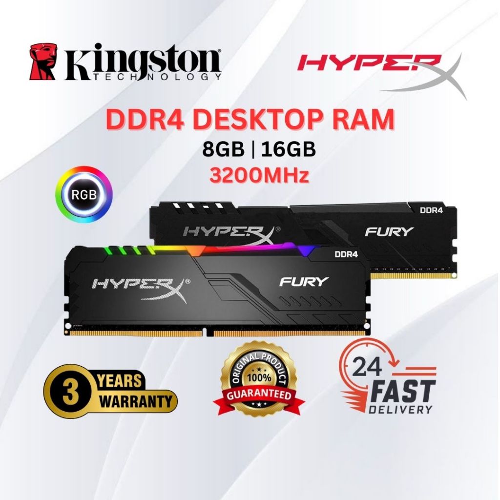 GAMING DESKTOP RAM 8GB 16GB 3200MHz DDR4/DDR5 KINGSTON HYPERX FURY CORSAIR BATTLE AX