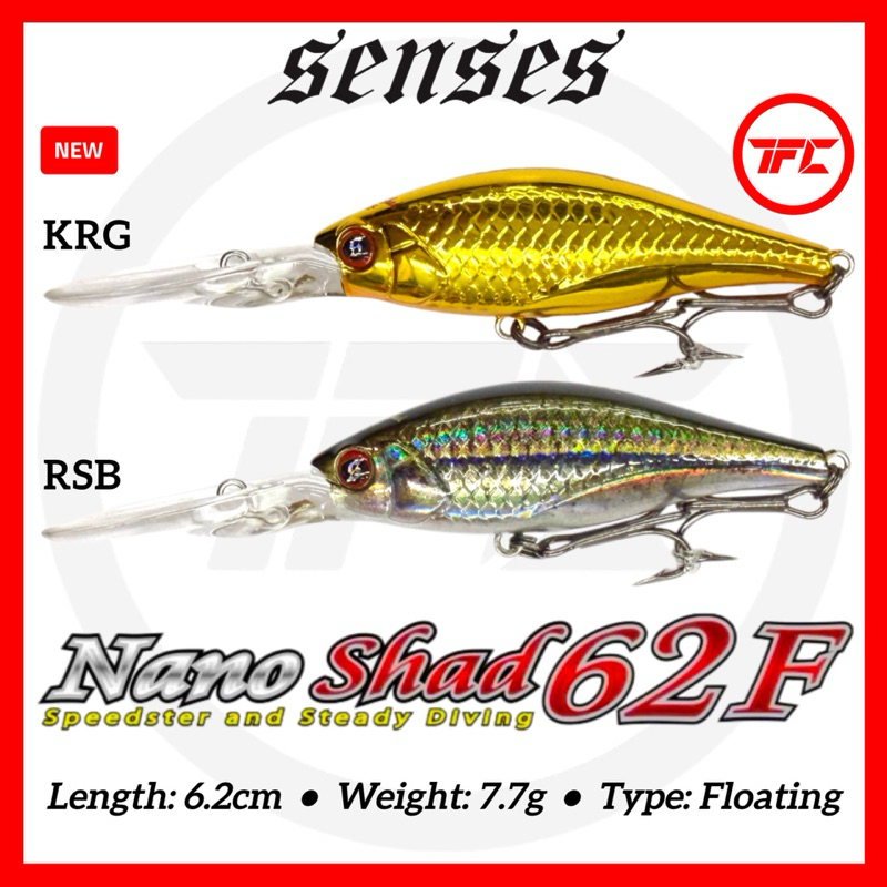 SENSES Nano Shad 62F Lure Floating 2m+ Minnow Sebarau Siakap 62mm 7.7g Nanoshad