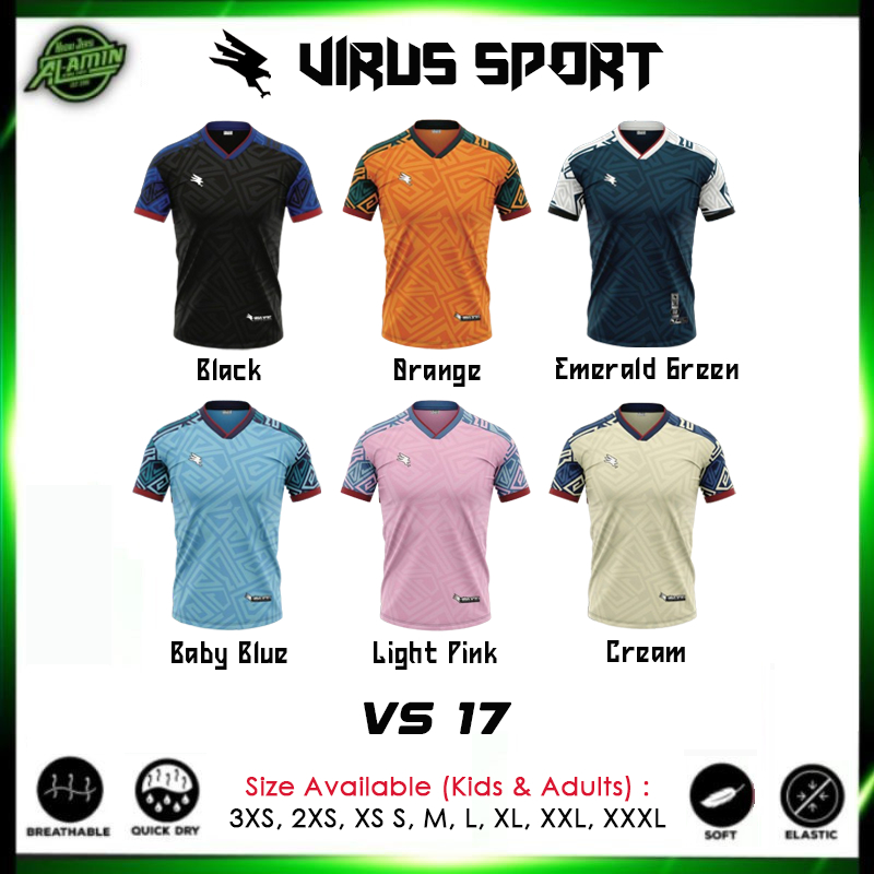 เสื้อแข่ง Virus Sport รหัส VS17 Adults & Kids มีจําหน่าย เหมาะสําหรับกีฬา Virus