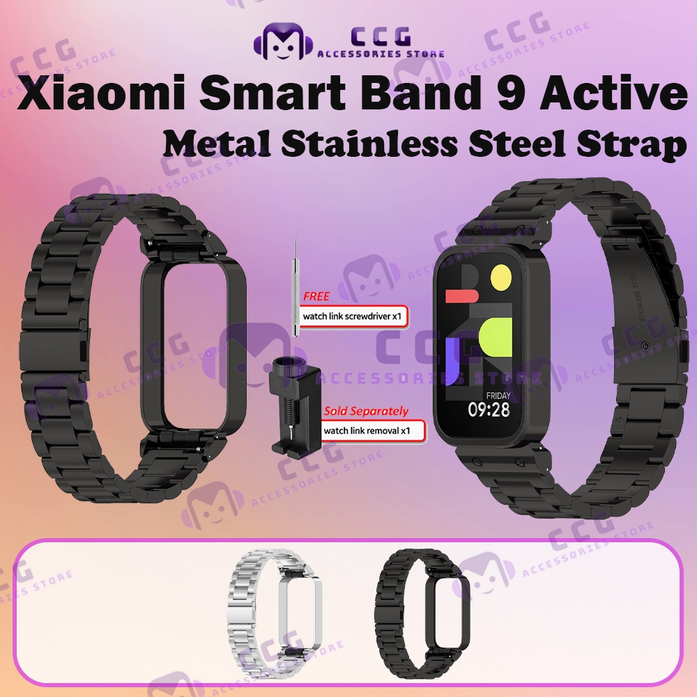 Xiaomi Smart Band 9 Active Strap Metal Stainlees Steel Mi Band 9 Active Metal Clip Design Accessorie