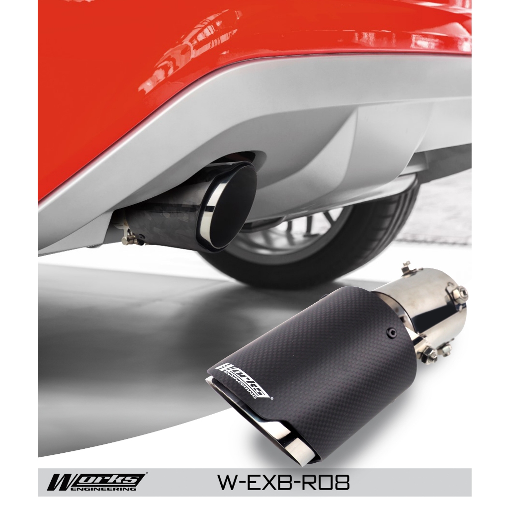 WORKS ENGINEERING EXHAUST TIP CARBON TECH R8 (UNIVERSAL) หลอดเดี่ยว TAILPIPE