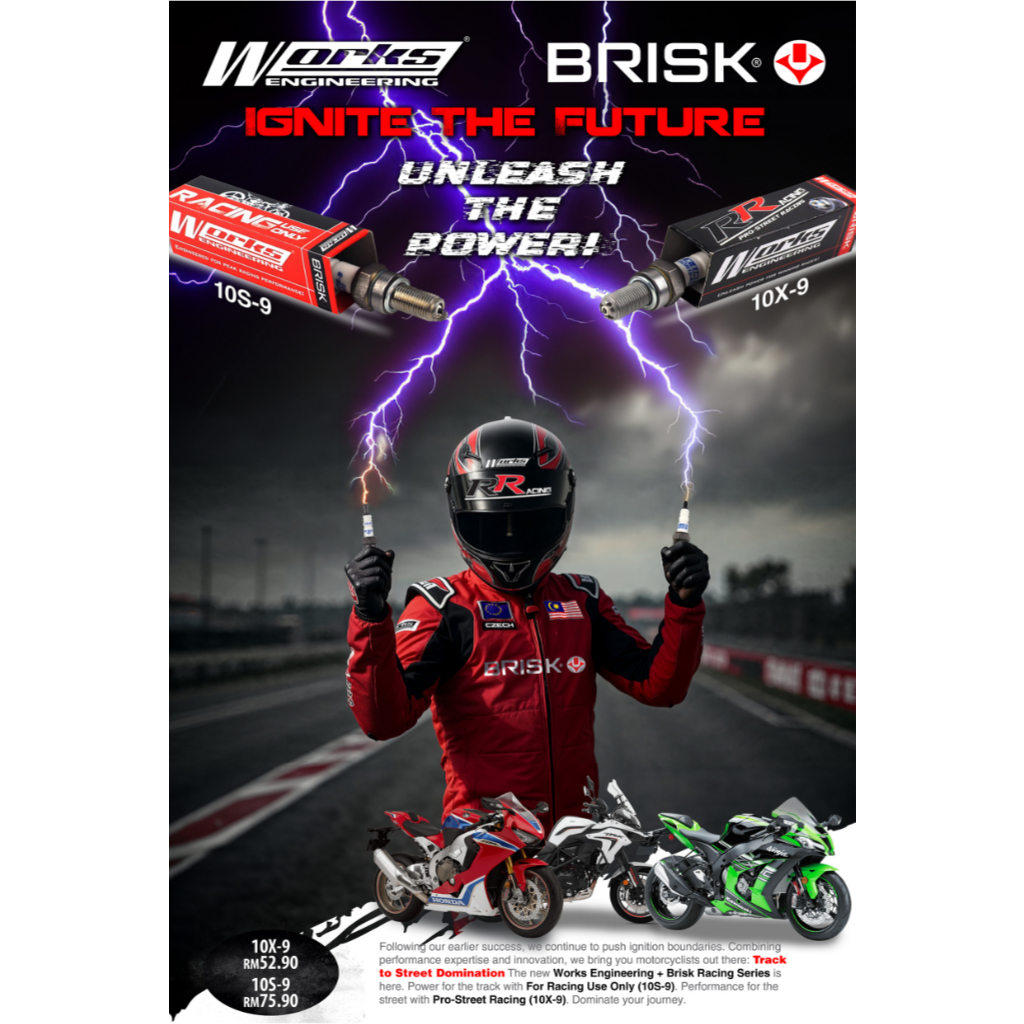 WORKS BRISK SPARK PLUG SILVER RACING S-9 & X-LINE RACING X-9