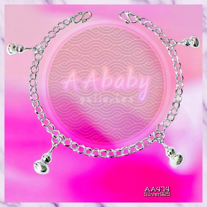 AAbaby Galleries AA474 Baby S925 Silver Anklet Bracelet Hulu Bells Hiloko Baby S474 Baby S925 Silver