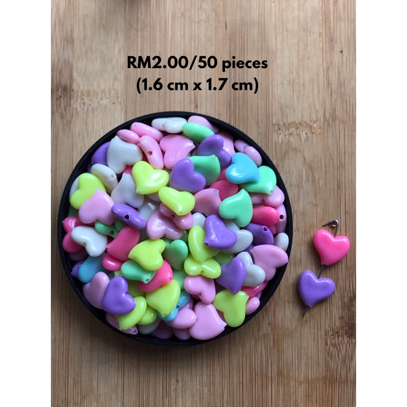 RM2.00/50 ชิ้น : BD-324 - Bead - Love - Heart - 1.6 cm x 1.7 cm