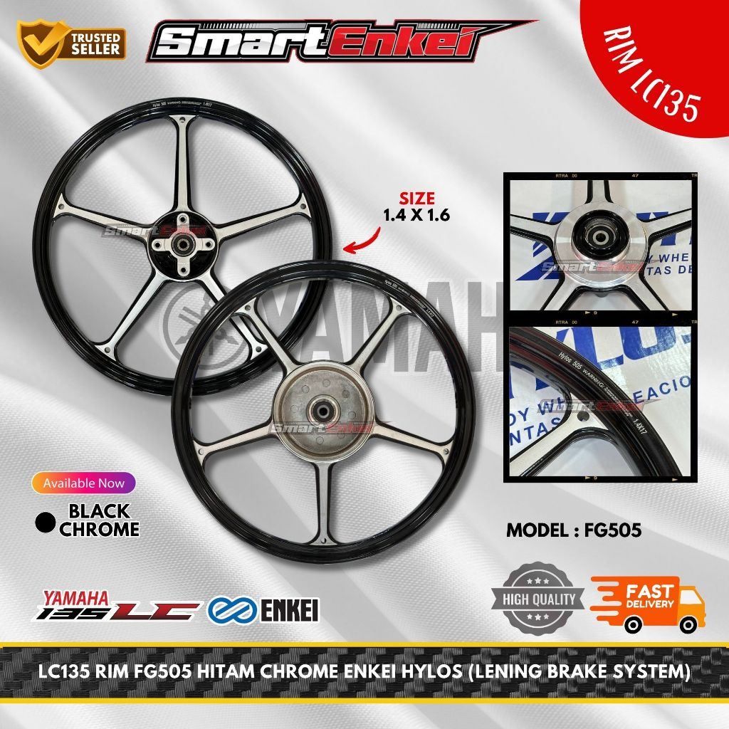 LC135 RIM FG505 HITAM CHROME ENKEI HYLOS (ระบบเบรค)