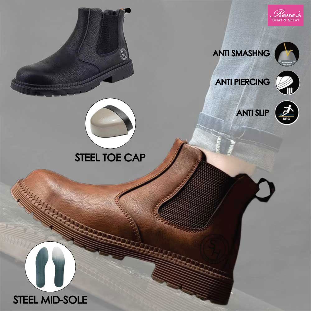 Swiss Hammer Mens Waterproof Work Safety Boots Leather Boots Safety Boots Steel Toe Shoes รองเท้าทํา