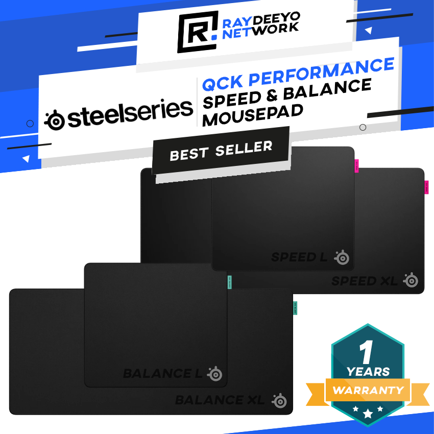 SteelSeries QcK Performance Speed & Balance Mousepads [ขนาด L, ไซส์ XL] ความคงที่พิเศษและนุ่มสบาย