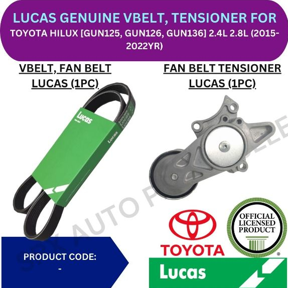 LUCAS V-BELT, TENSIONER (7PK 2050) สําหรับ TOYOTA HILUX [GUN125, GUN126, GUN136] 2.4L 2.8L (2015-202