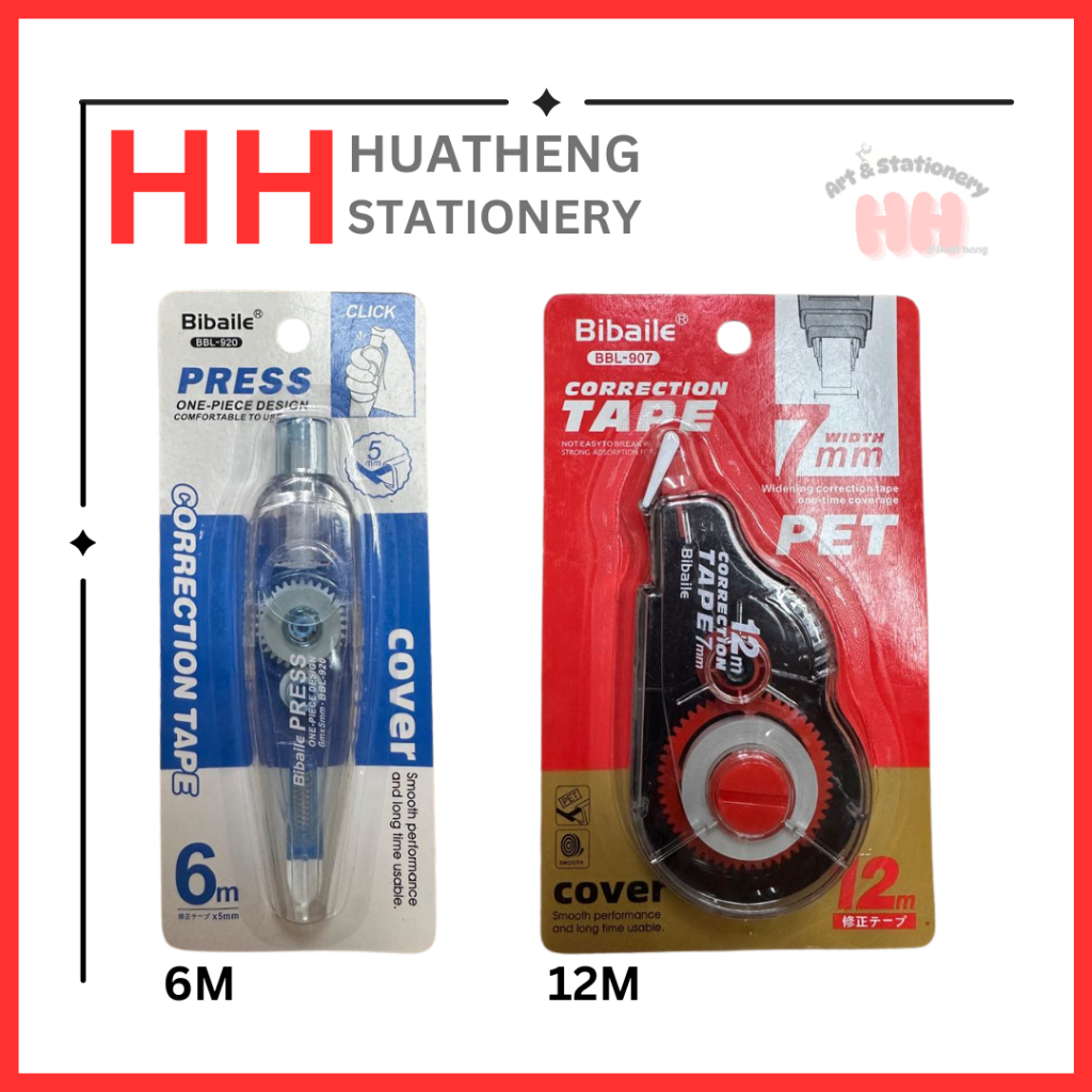 BIBAILE CORRECTION TAPE BOUNCE DESIGN / CLICK DESIGN 12M / 6M x 5mm