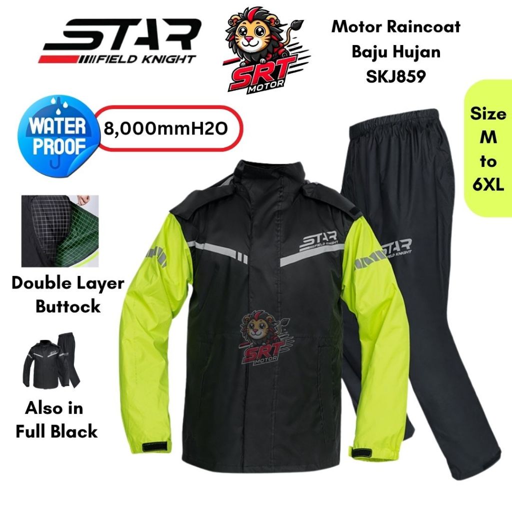 Star Field Knight SKJ859 Baju Hujan Motor Raincoat Waterproof-Thick Layer Butt & Large Size 空星士衣