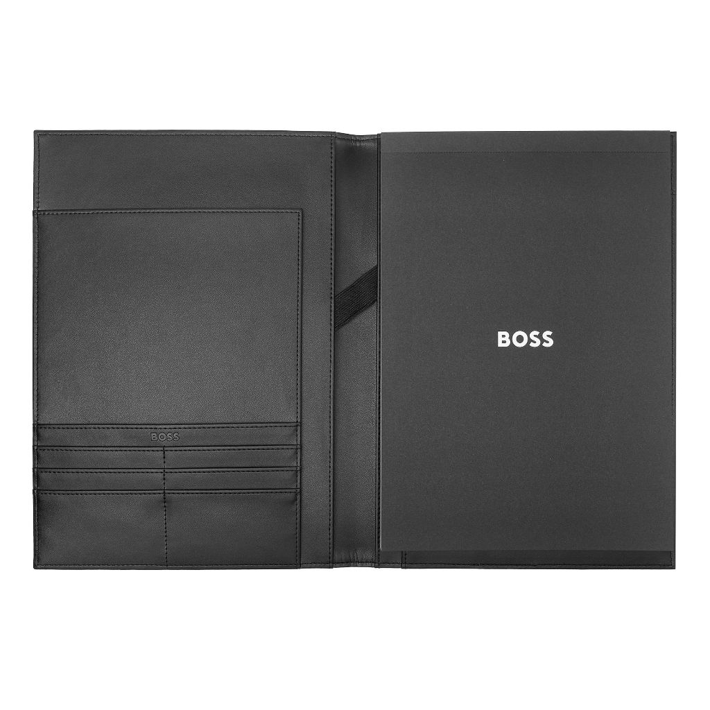 HUGO BOSS โฟลเดอร์ A4 Monogram สีดํา HDF412A