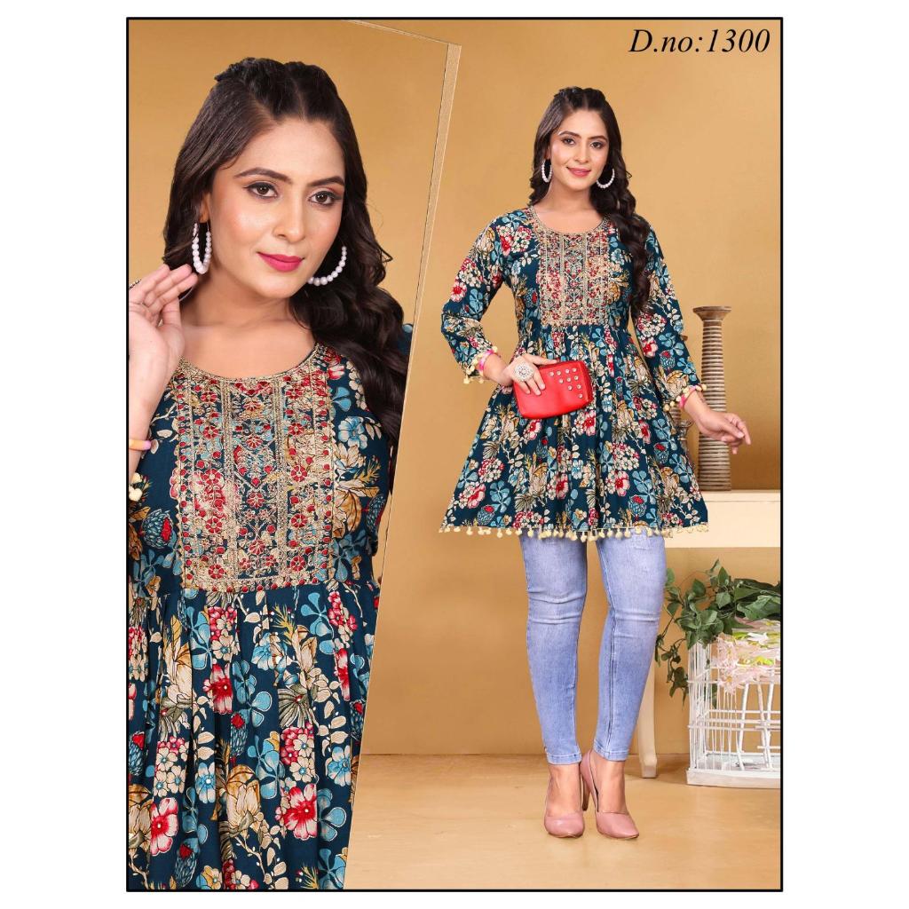 SHORT KURTI BLOUSE COTTON FULL EMBROIDERY