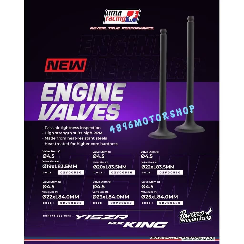 UMA RACING LC135 Y15ZR FZ150 LC 135 Y15 RACING VALVE SET BAL INTAKE EXHAUST 19 20 22 23 25