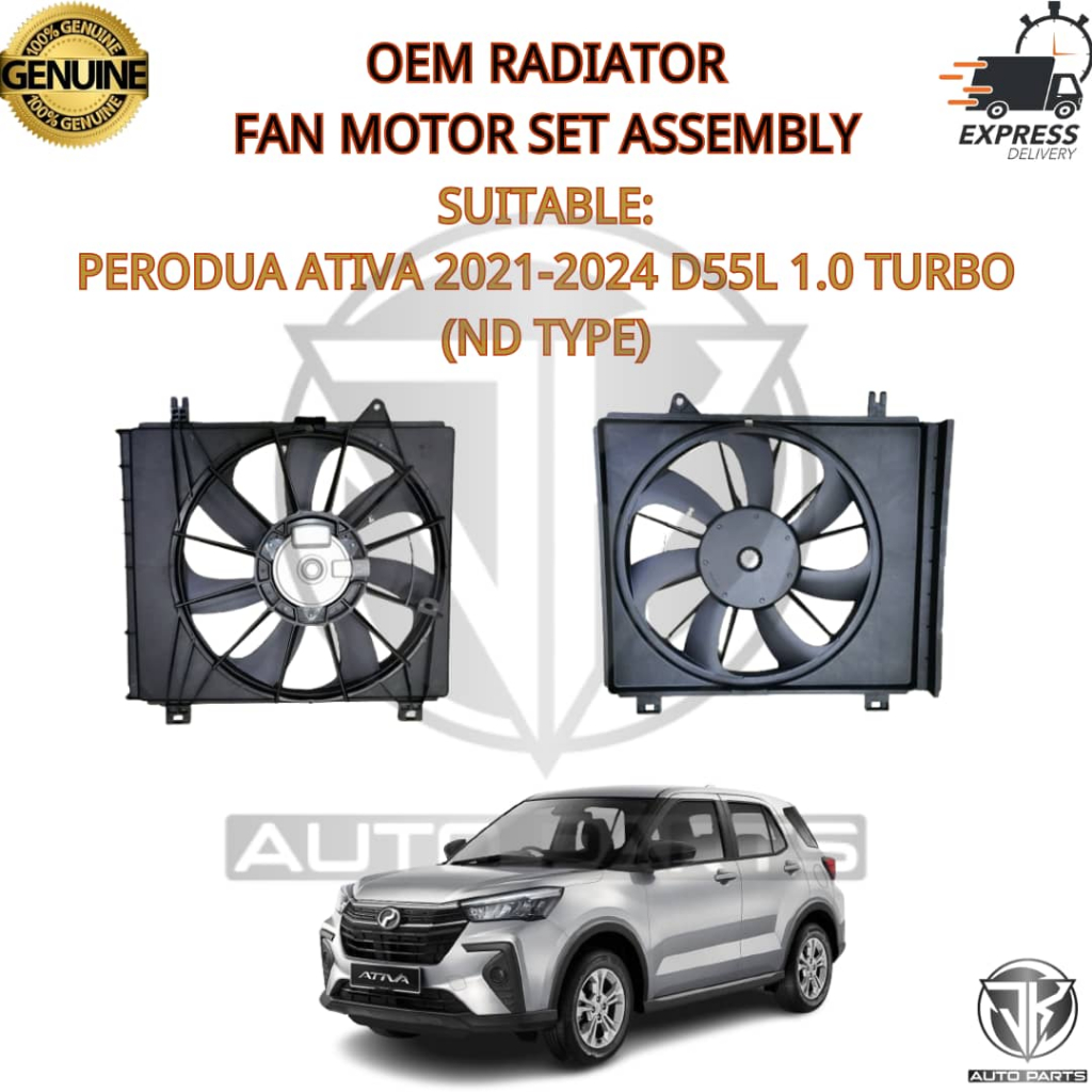 OEM RADIATOR FAN MOTOR SET ASSEMBLY (ND TYPE) PERODUA ATIVA 2021-2024 D55L 1.0 TURBO (ARFM 16360-BZ3