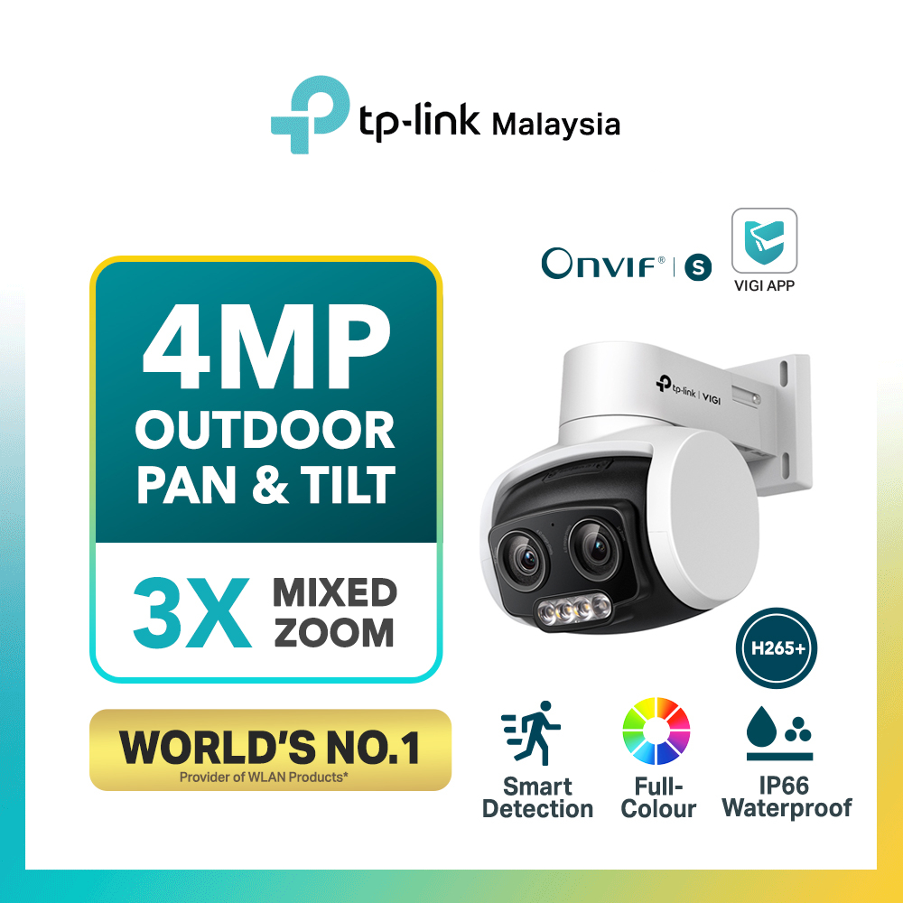 TP-Link Vigi C540-V 4MP PoE Dual-Lens Varifocal PTZ Camera Auto-Tracking Color Night Vision AI Detec