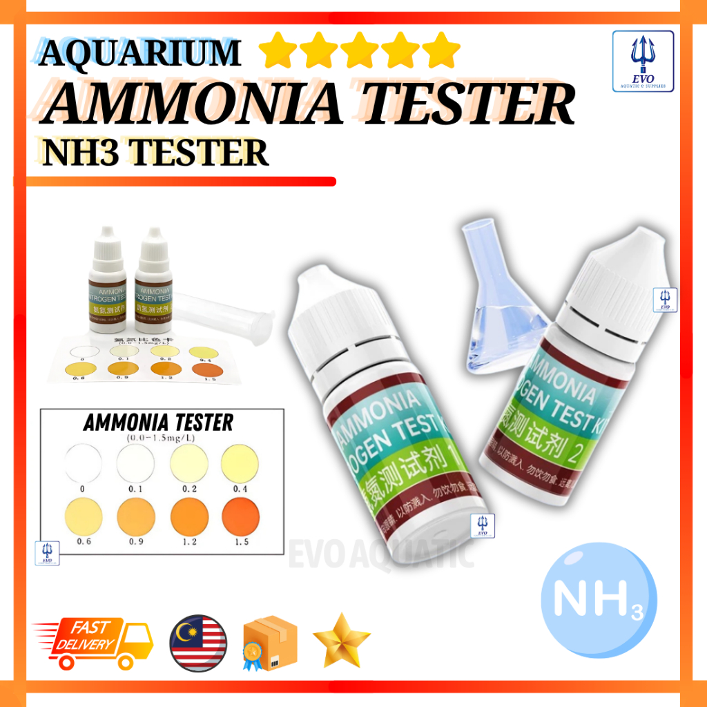 Aquarium AMMONIA Tester คุณภาพน้ํา NH3 Test Reagent Water Test Kit สําหรับถังปลา 测鱼 水 水 蓝剂 EVO