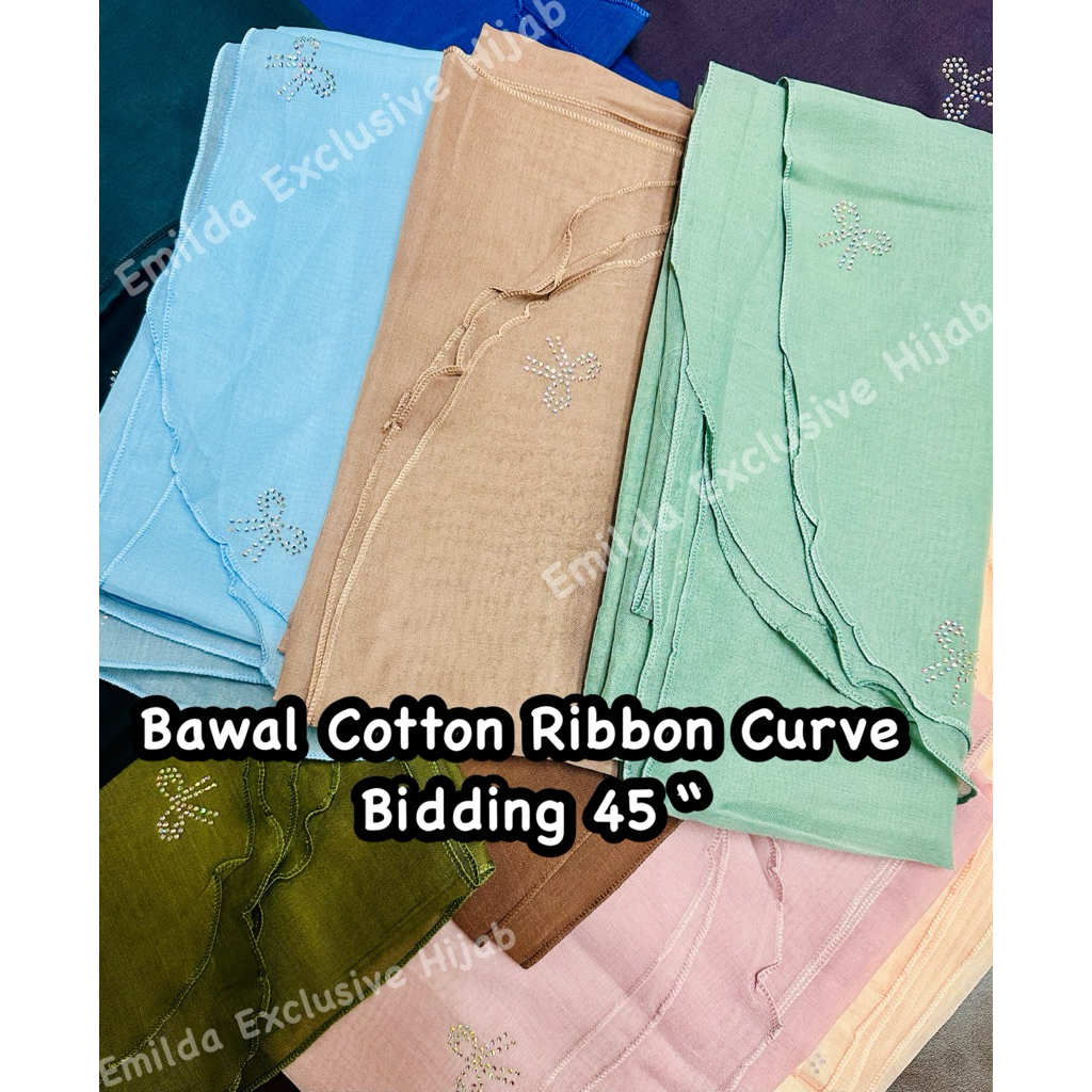 Bawal Cotton Curve Ribbon Batu Plain bidding 45