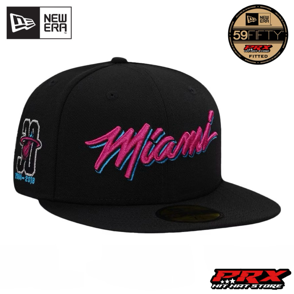 NEW ERA 59FIFTY FITTED MIAMI HEAT 30TH ANNIVERSARY หมวกสีดํา PRIME EDITION CAP